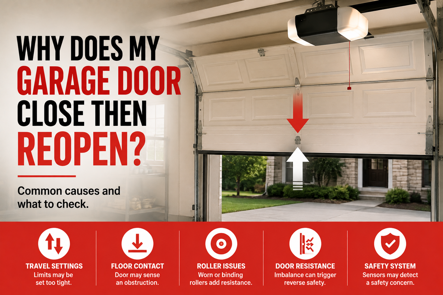 Garage door closes then reopens inside a residential garage.